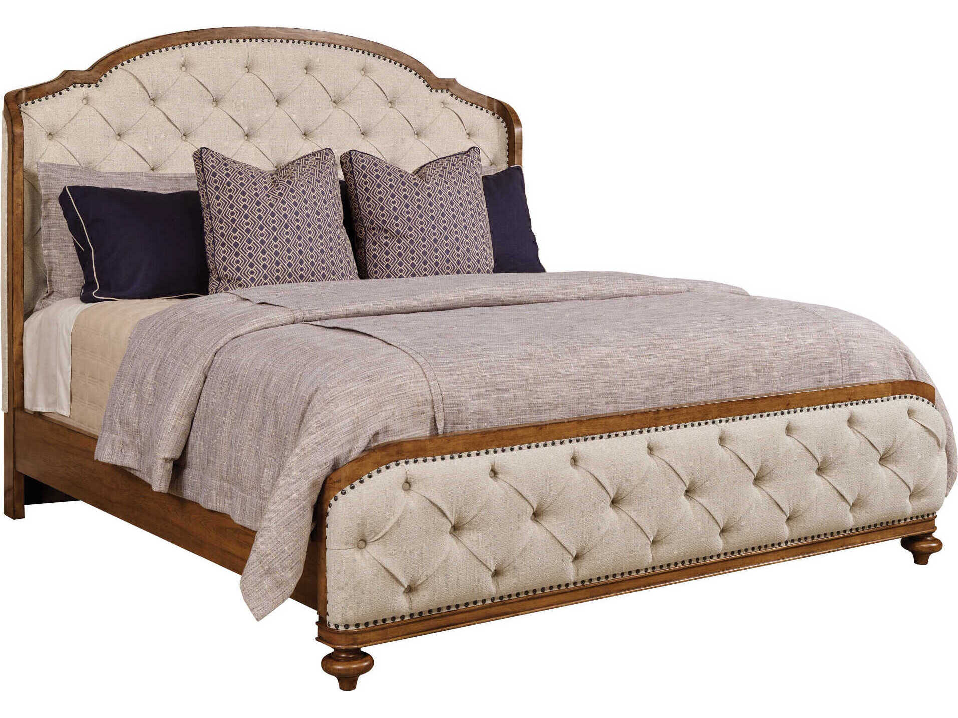 Image of American Drew Berkshire Glendale Cognac Brown Hardwood Upholstered King Shelter Bed