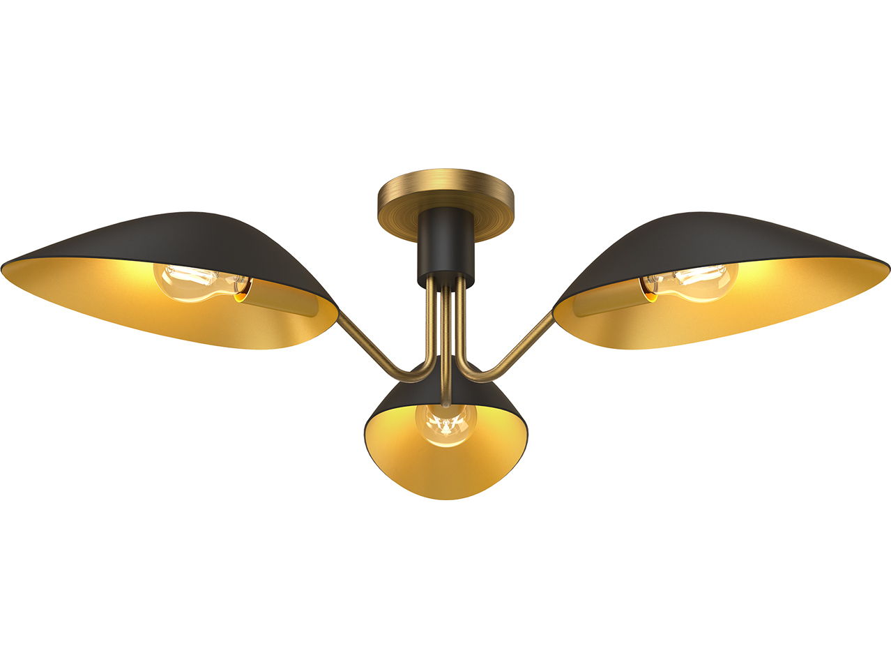 Image of Alora Mood Oscar 3-Light Aged Gold Matte Black Semi Flush Mount