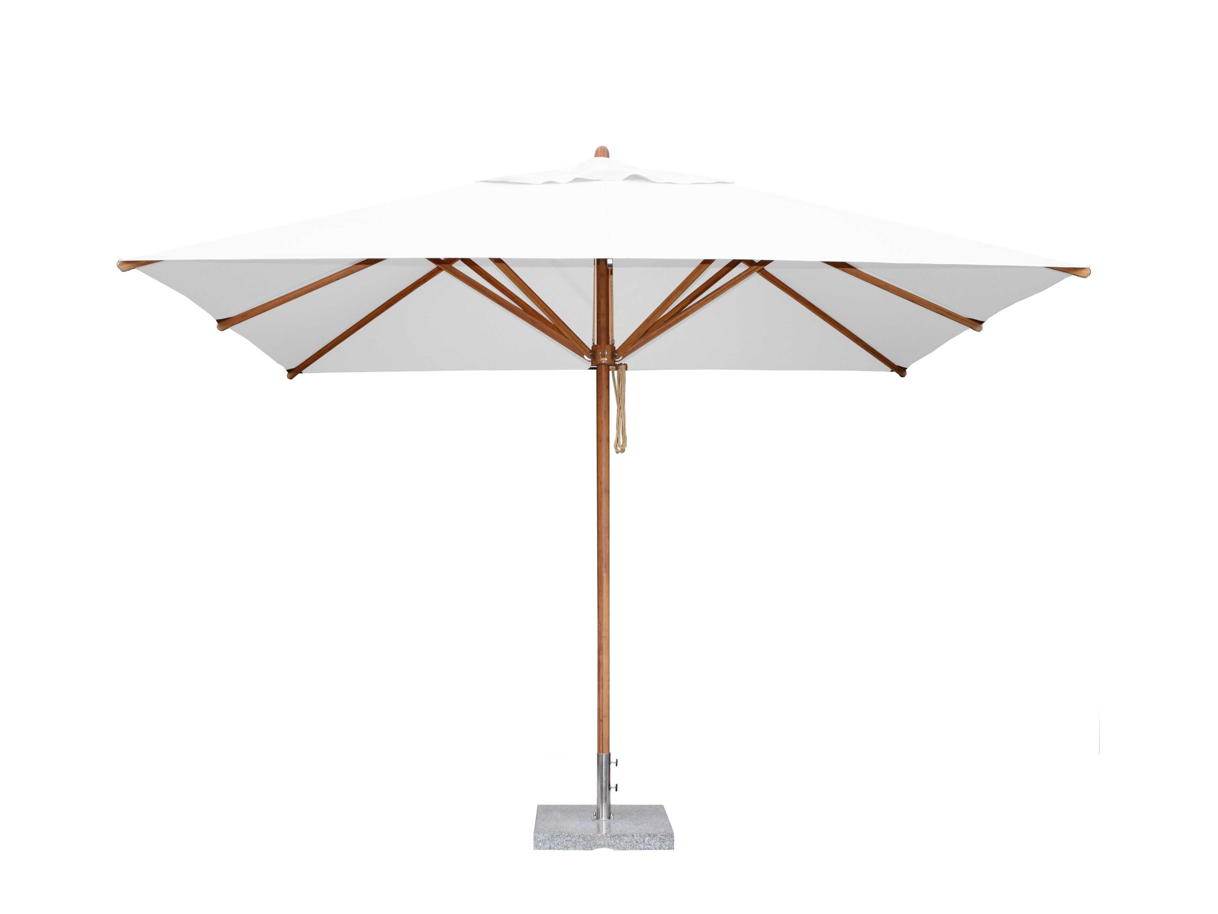 Image of Bambrella Levante Wood 8.5 x 11.5 Foot Rectangular Pulley Lift Outdoor Patio Umbrella