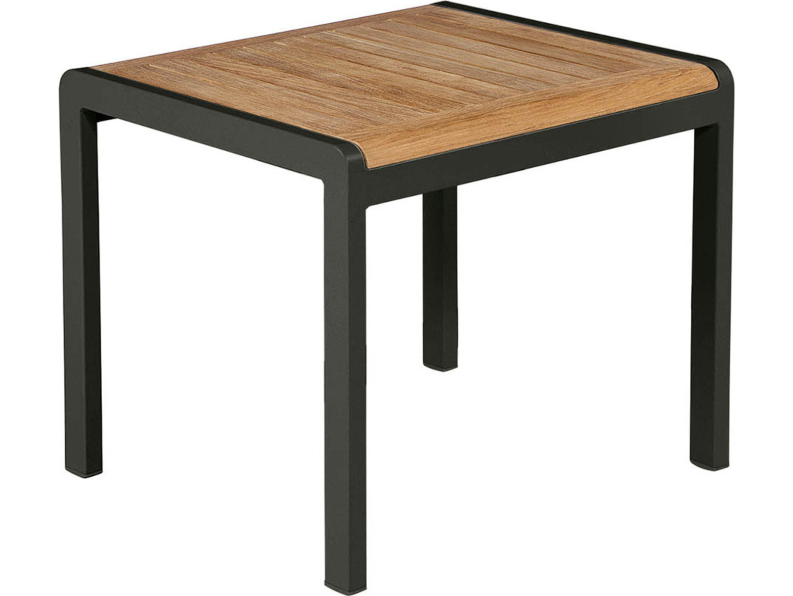 Image of Barlow Tyrie Aura Side Table Graphite Powder-Coated Aluminum Natural Teak