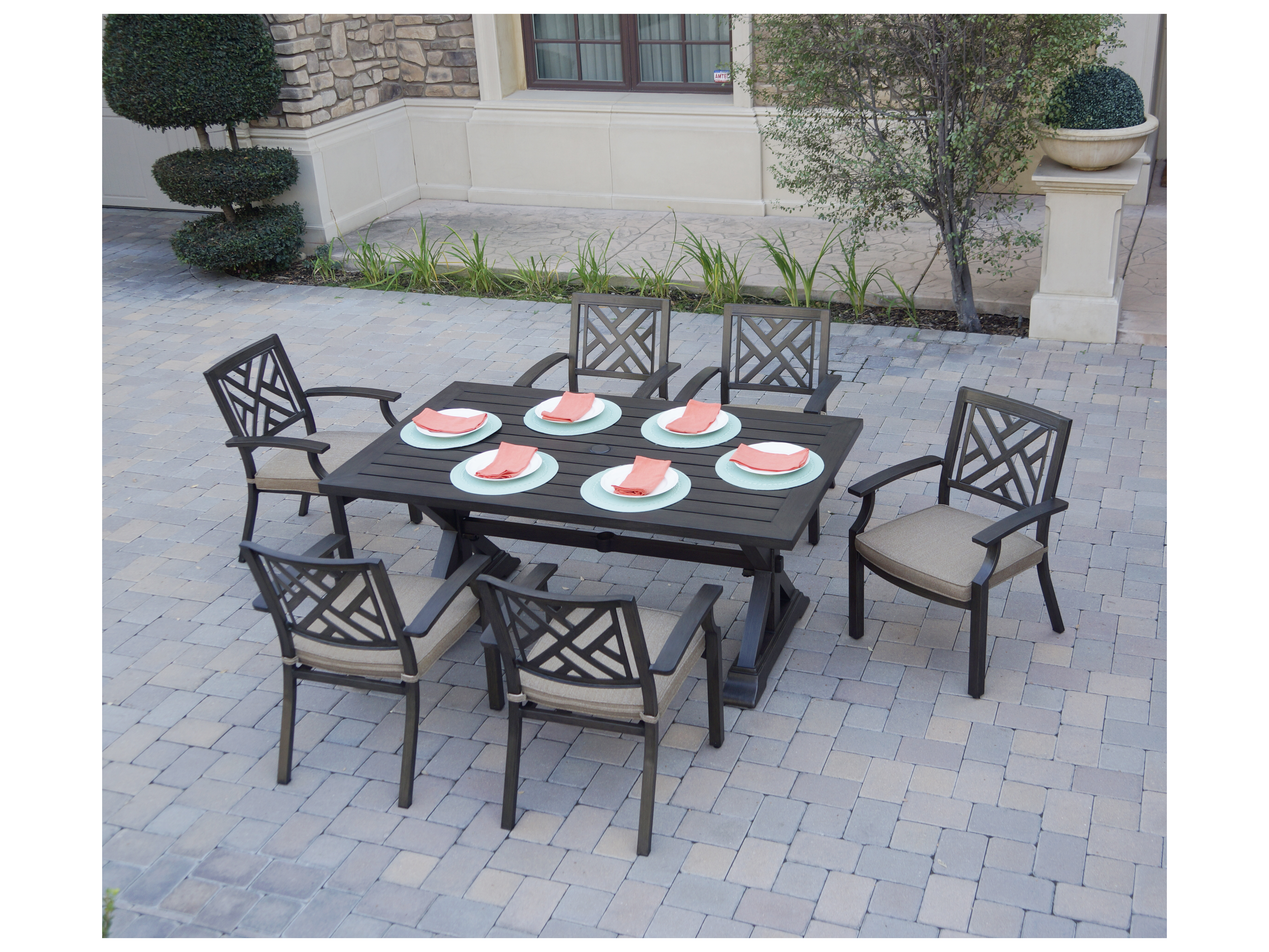 Image of Darlee Outdoor Living Brooklyn Aluminum Multibrown 7 Piece Dining Set