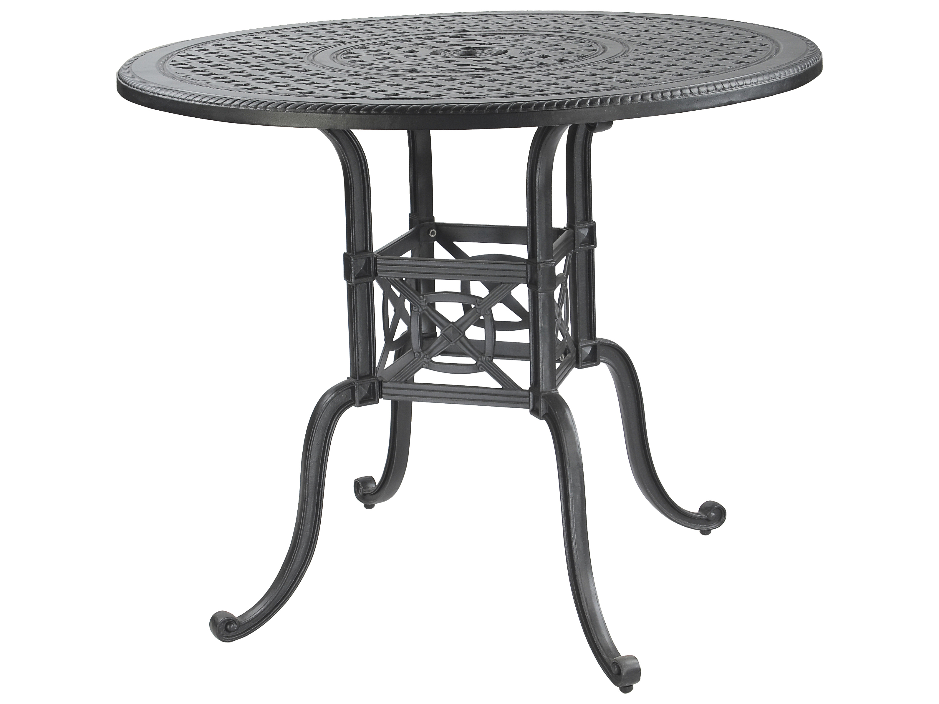 Image of Gensun Grand Terrace Cast Aluminum Round Outdoor Bar Table with Umbrella Hole