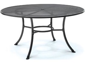 Image of Kettler Mesh Top Steel Gray Round Outdoor Patio Dining Table with Umbrella Hole