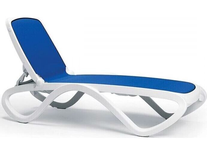Image of Nardi Omega Sling Resin Bianco / Blue Stackable Outdoor Chaise Lounge