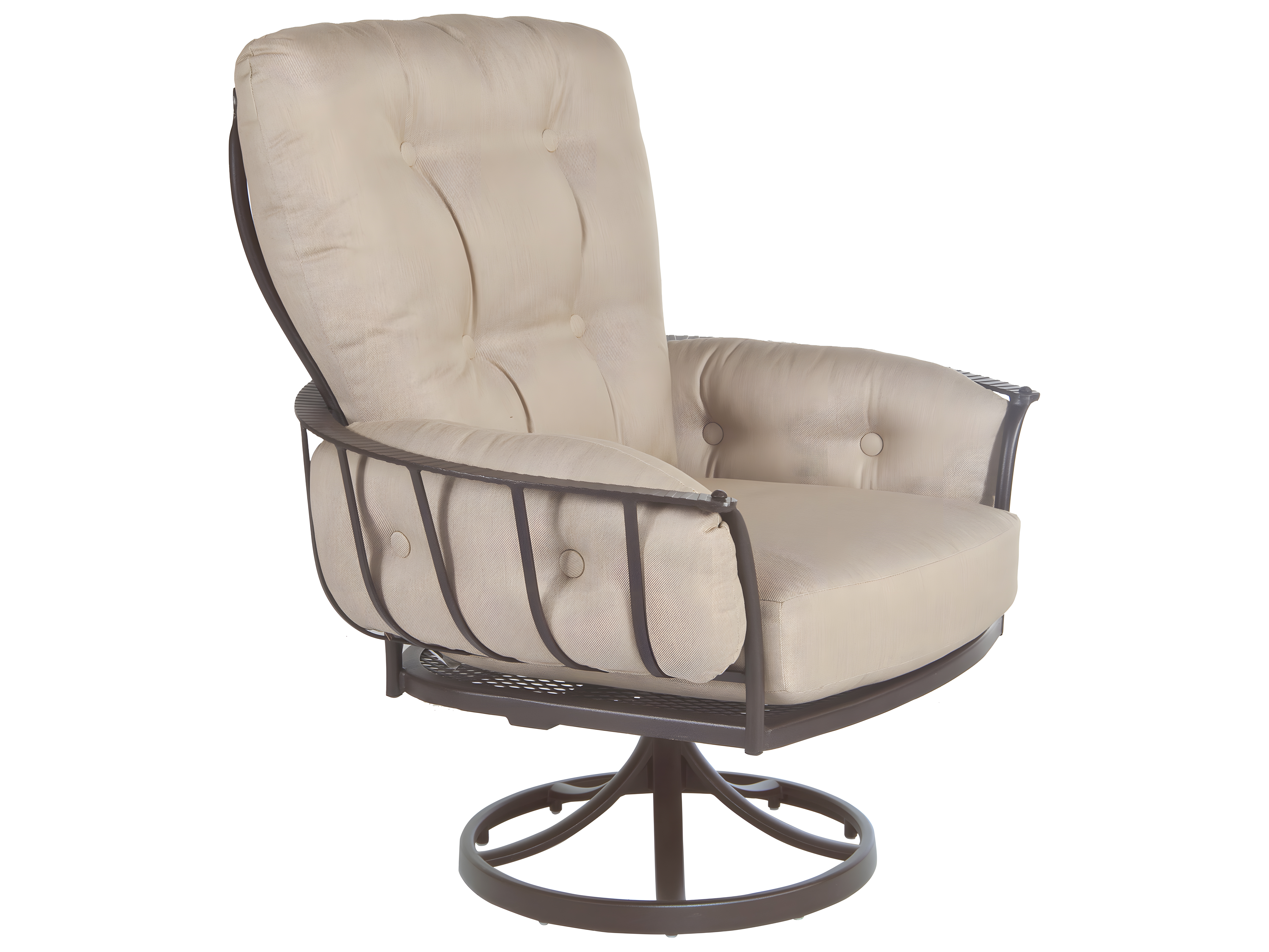 Image of OW Lee Monterra Wrought Iron Urban Scale Swivel Rocker Lounge Arm Chair