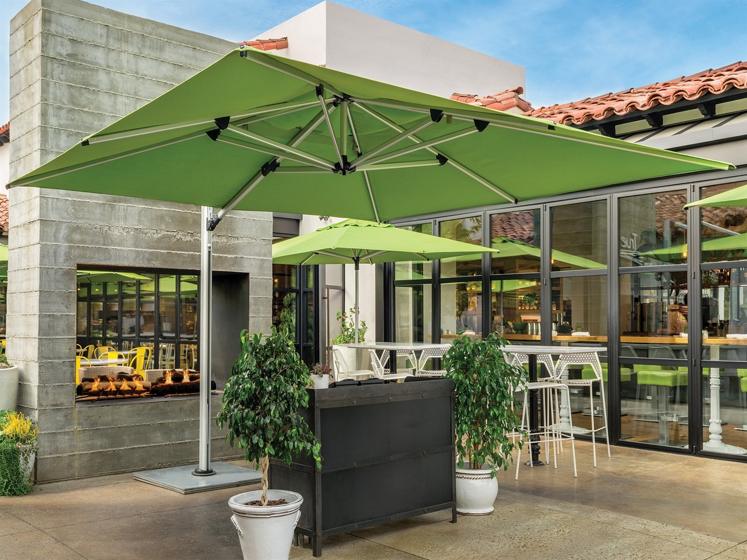 Image of Shademaker Polaris Aluminum 10 x 13 Foot Rectangular Crank Lift Outdoor Patio Umbrella
