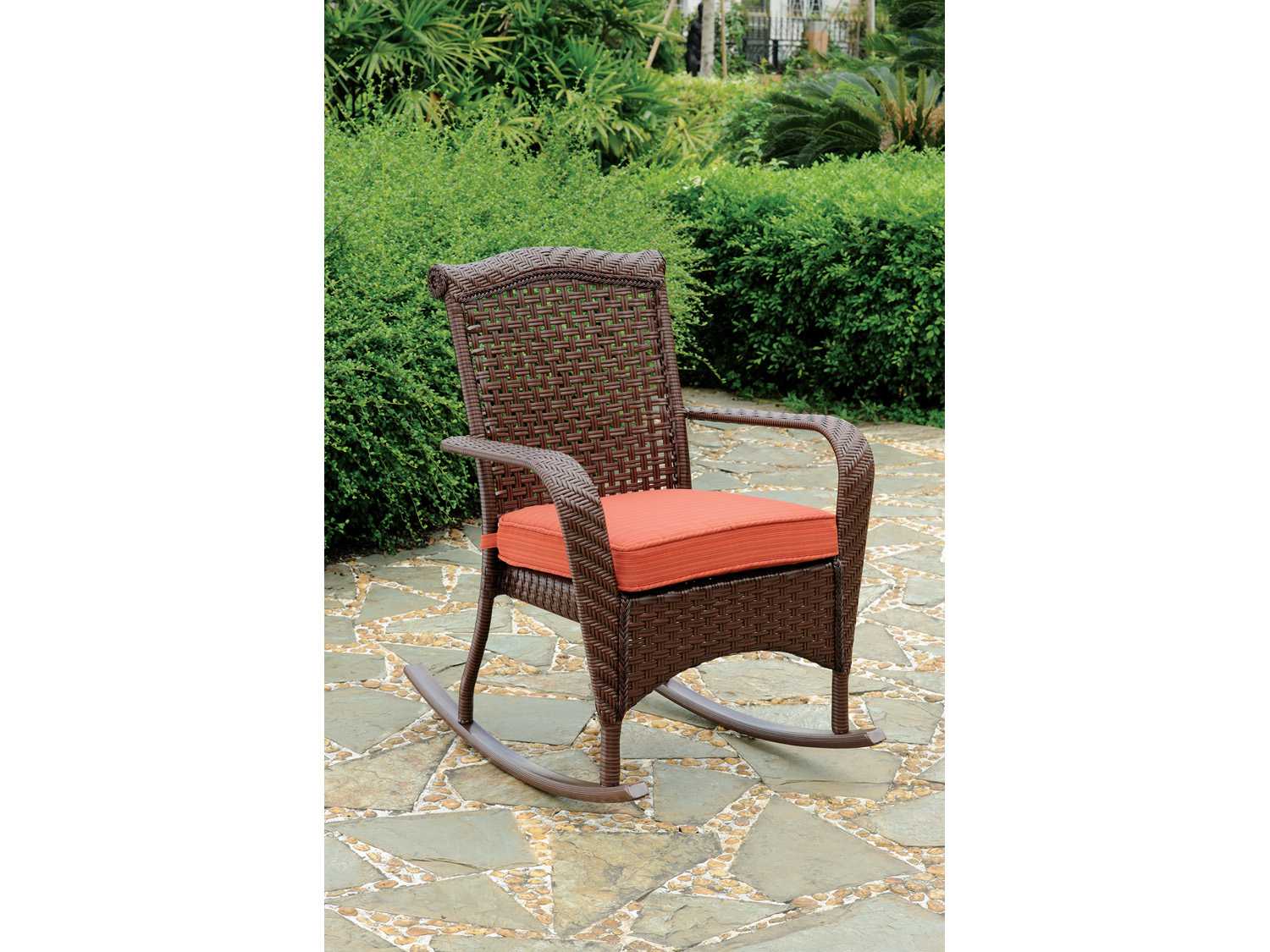 Image of South Sea Rattan Martinique Wicker Spice Island Rocker Outdoor Lounge Chair