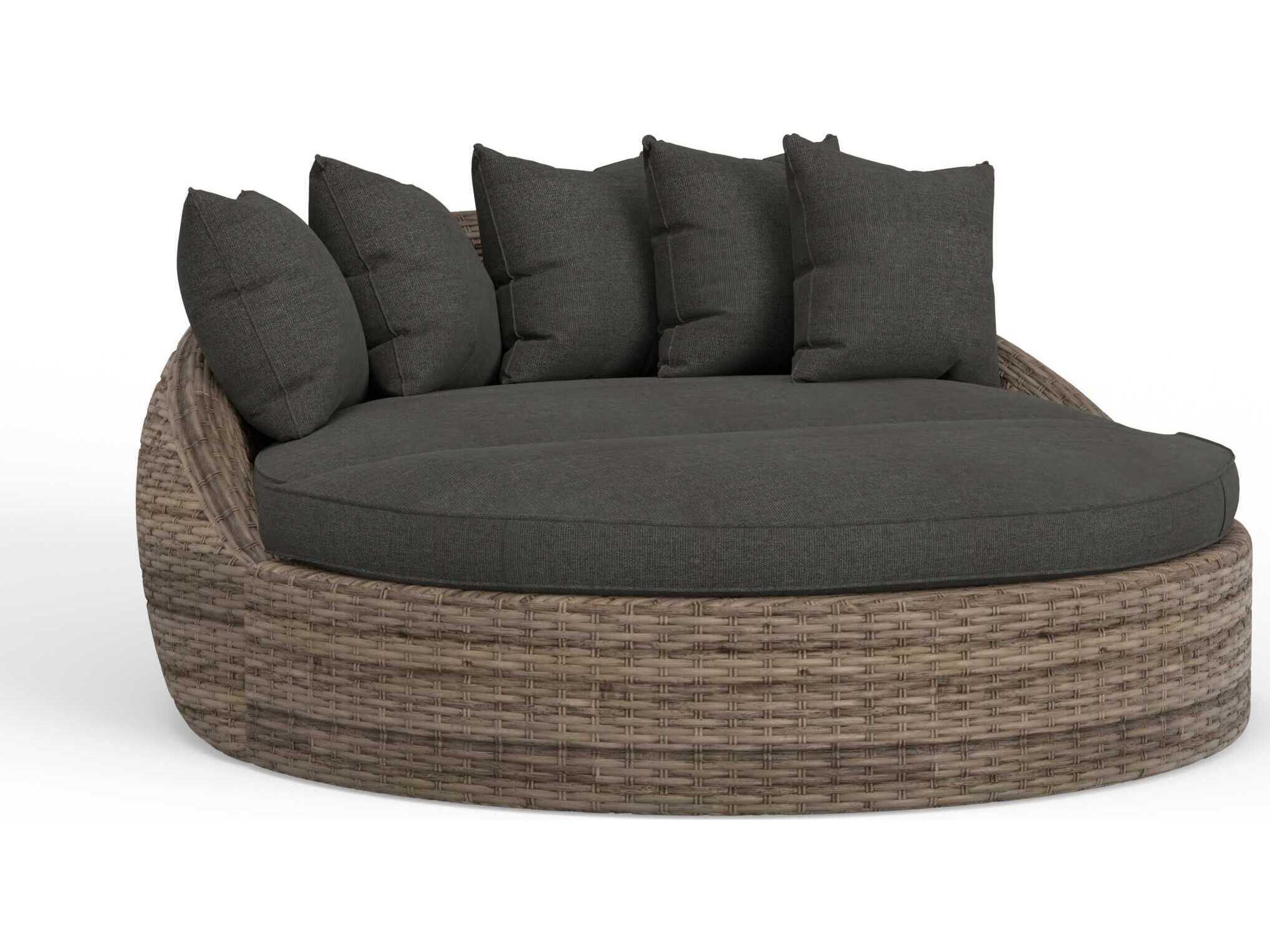 Image of Sunset West Havana Tobacco Wicker Cushion Lounge Bed