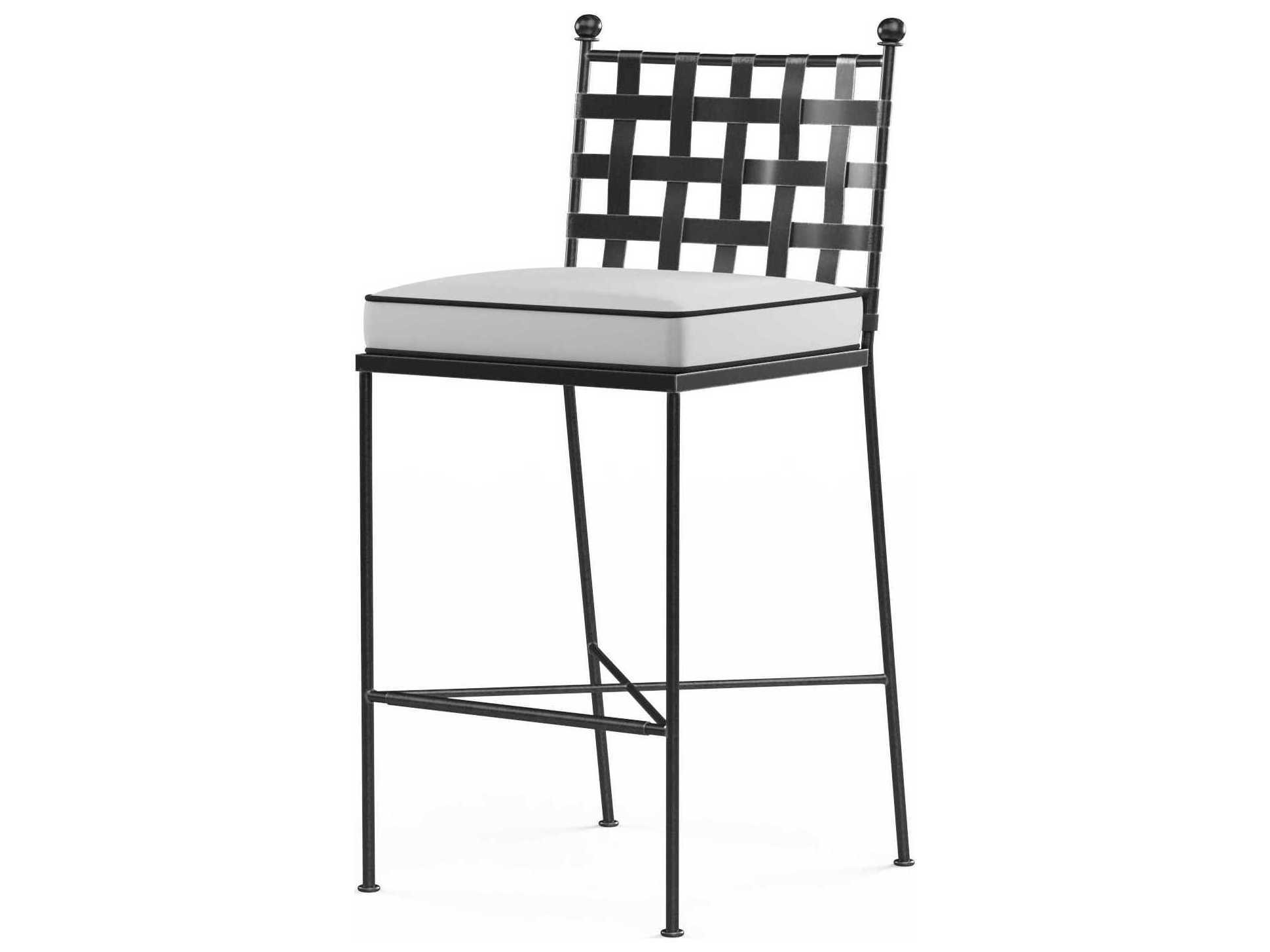 Image of Sunset West Provence Pewter Wrought Iron Cushion Bar Stool