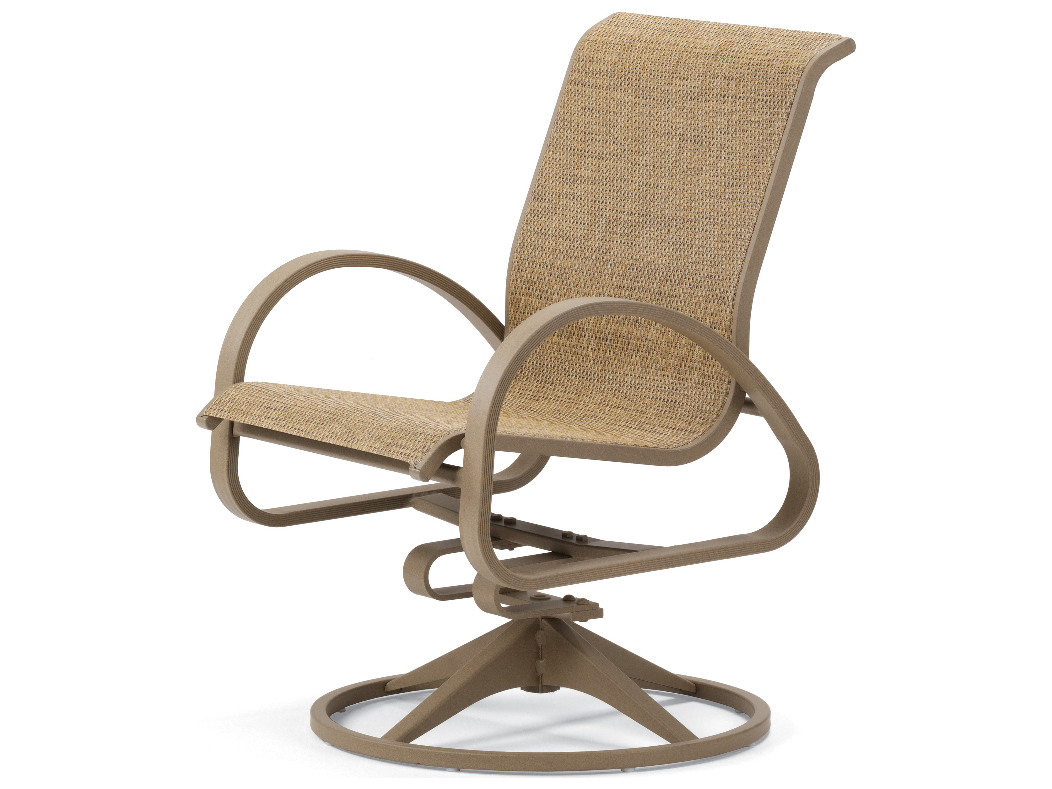 Image of Telescope Casual Aruba II Sling Aluminum Swivel Rocker Outdoor Dining Arm Chair