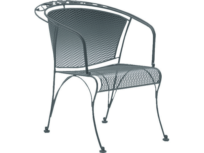 Image of Woodard Briarwood Wrought Iron Barrel Outdoor Dining Arm Chair