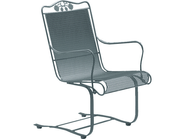 Image of Woodard Briarwood Wrought Iron High Back Spring Outdoor Lounge Chair
