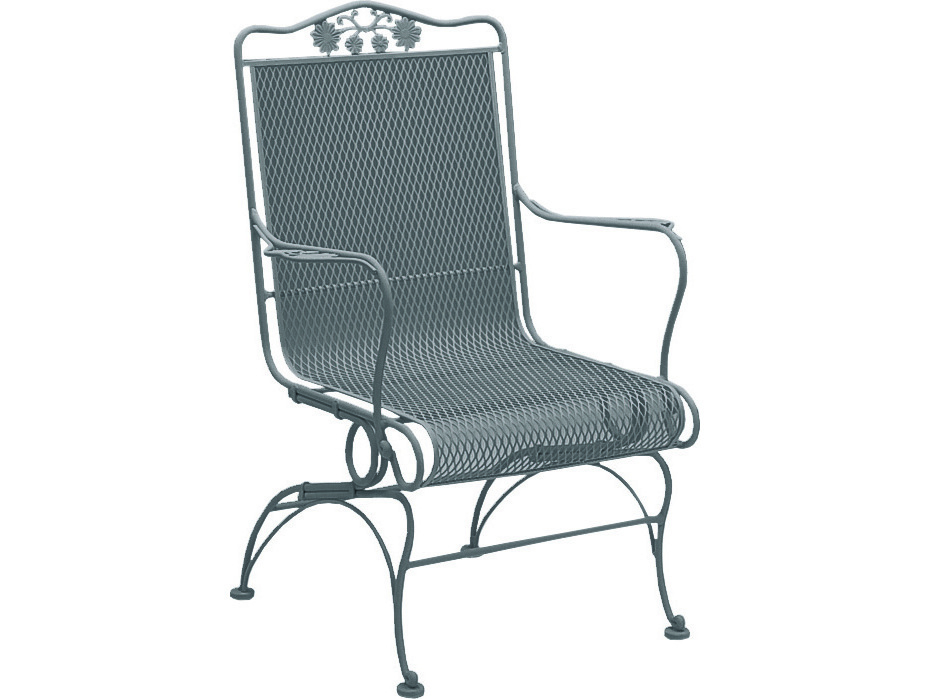 Image of Woodard Briarwood Wrought Iron High Back Coil Spring Outdoor Lounge Chair
