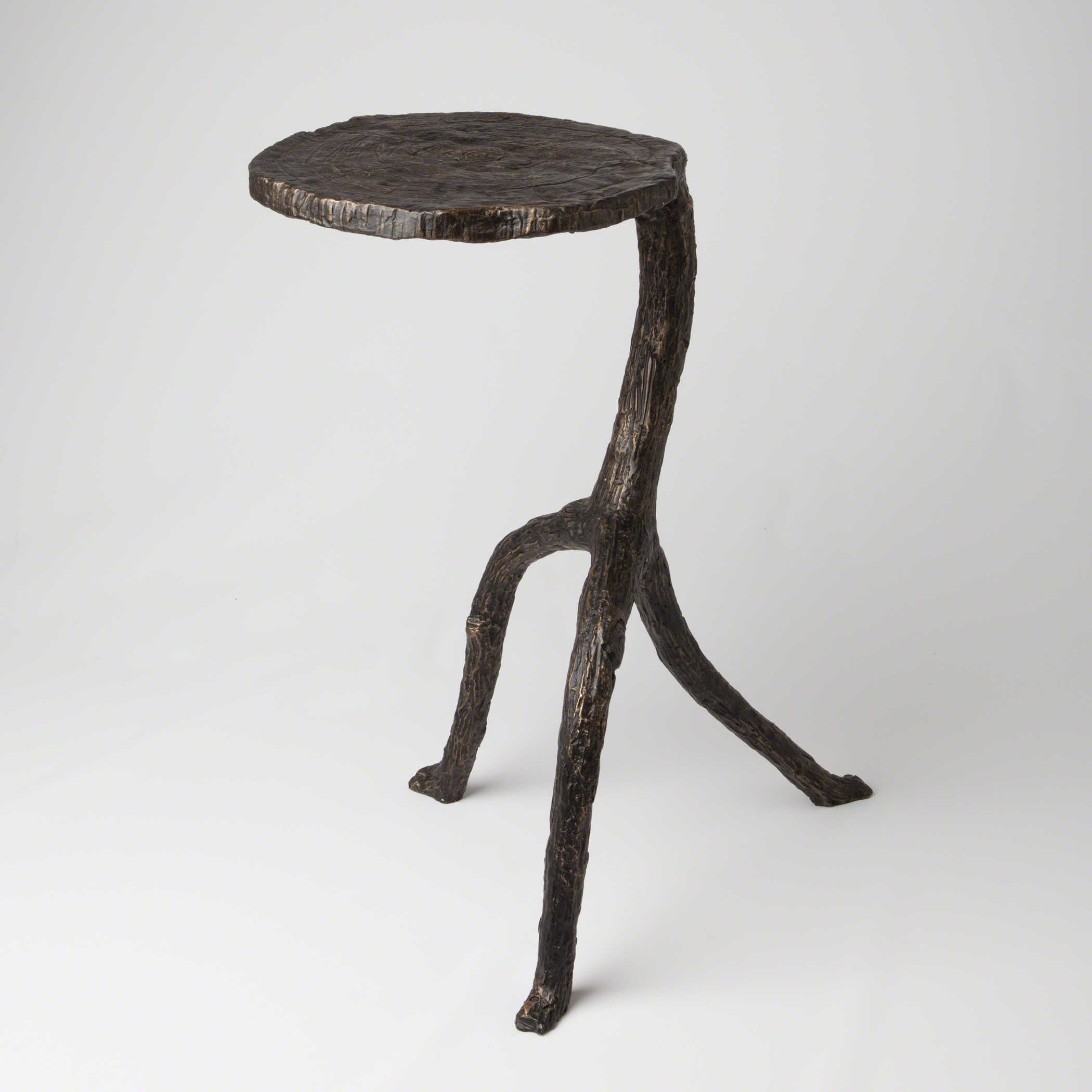 Image of Global Views Round Metal Antique Bronze End Table