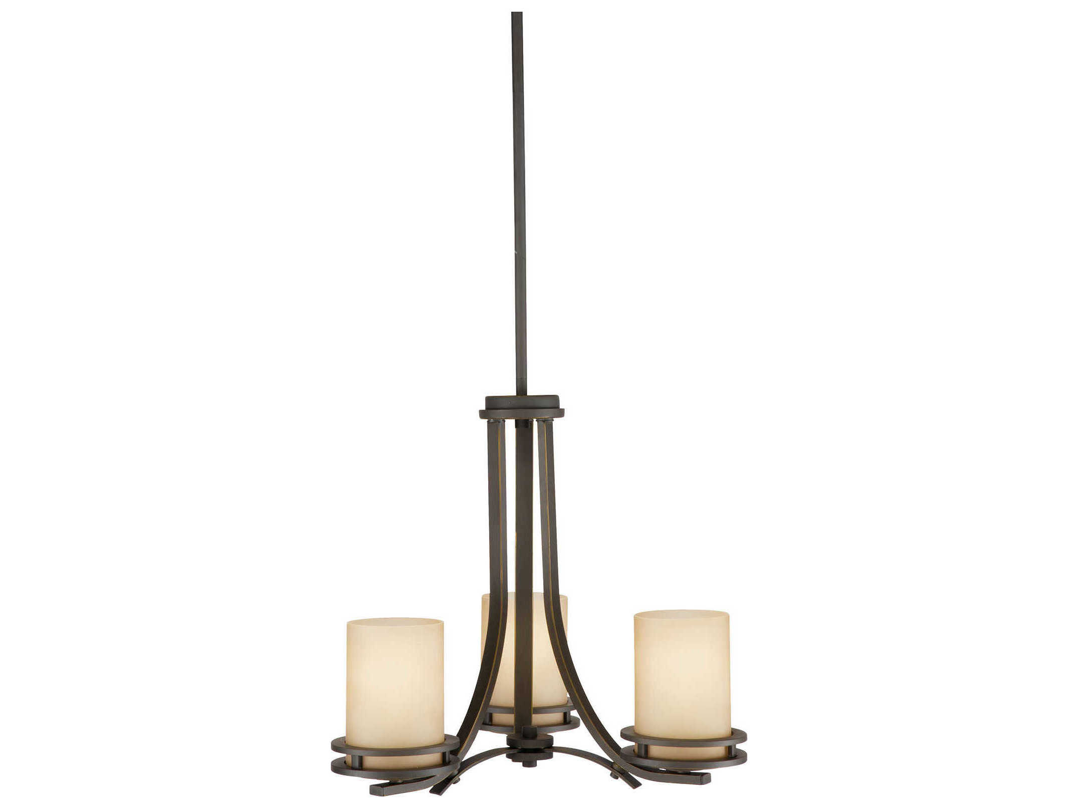 Image of Kichler Hendrik 3-Light Olde Bronze Glass Cylinder Chandelier